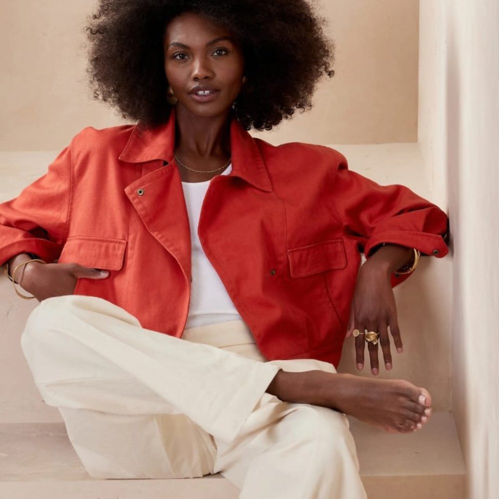 Banana Republic-  Petite Amelia Flight Jacket - Dune Red - XS Petite